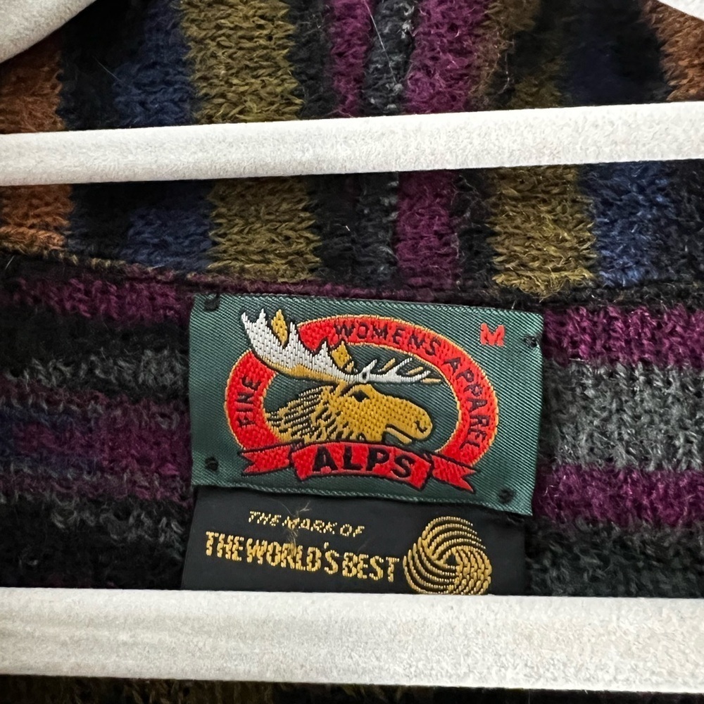 Vintage Alps Wool Cardigan Coat Jacket | Southwestern Aztec | Shawl Oversized M - Picture 5 of 8